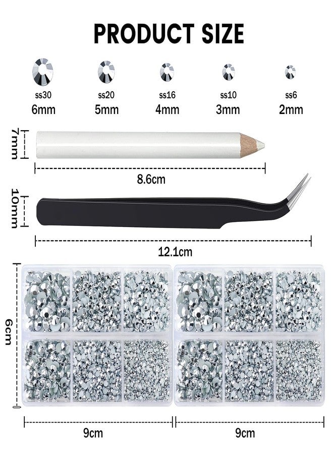 Briskbloom 10000PCS Mine Silver Rhinestones for Crafts Shoes Clothes, Silver Flatback Nail Rhinestones, Flat Back Diamond Tumbler Bedazzling Kit, Mixed 2/3/4/5/6mm Glue Fix Rhinestone Gems - Image 4